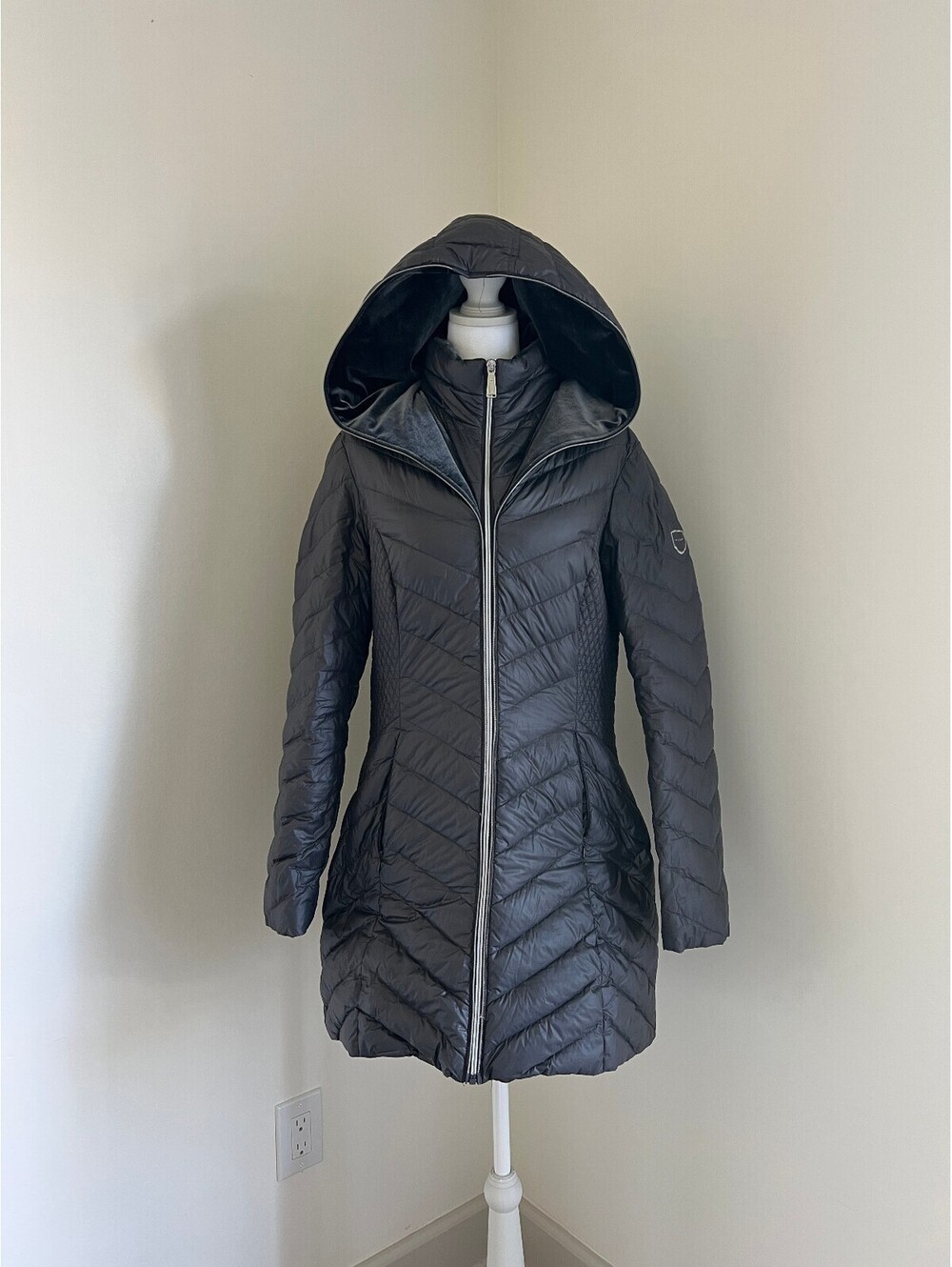 Laundry - Black Quilted Hooded Puffer Coat, Size M